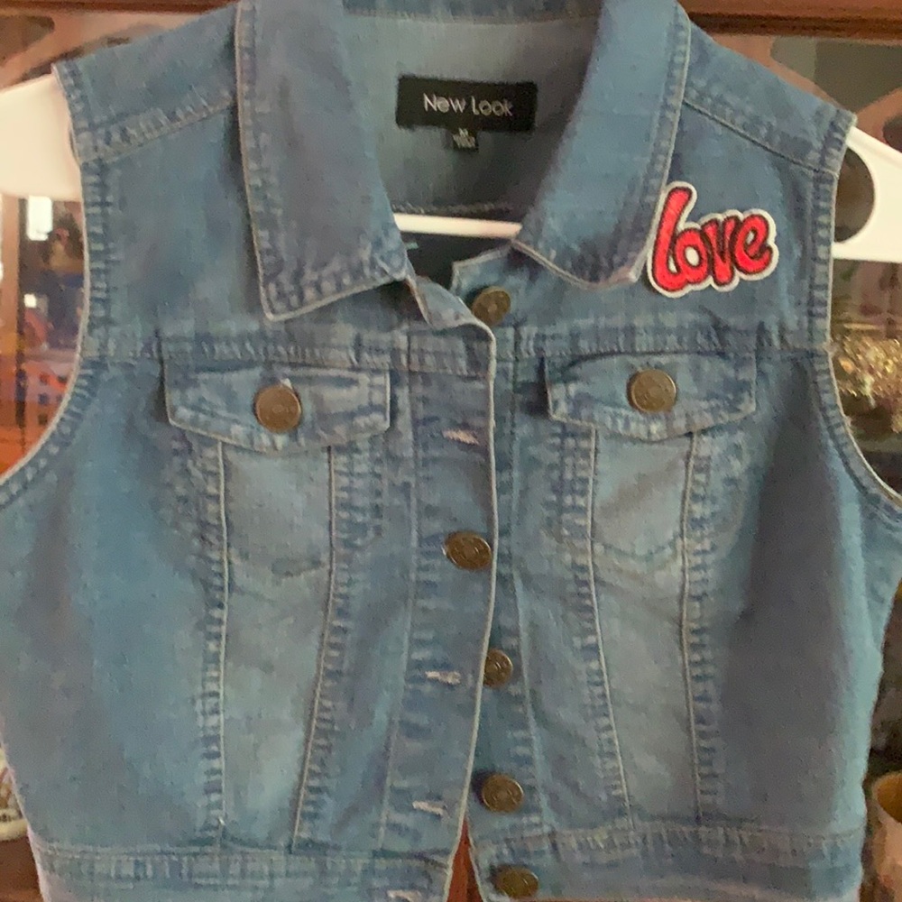 Denim vest with patches new look size medium